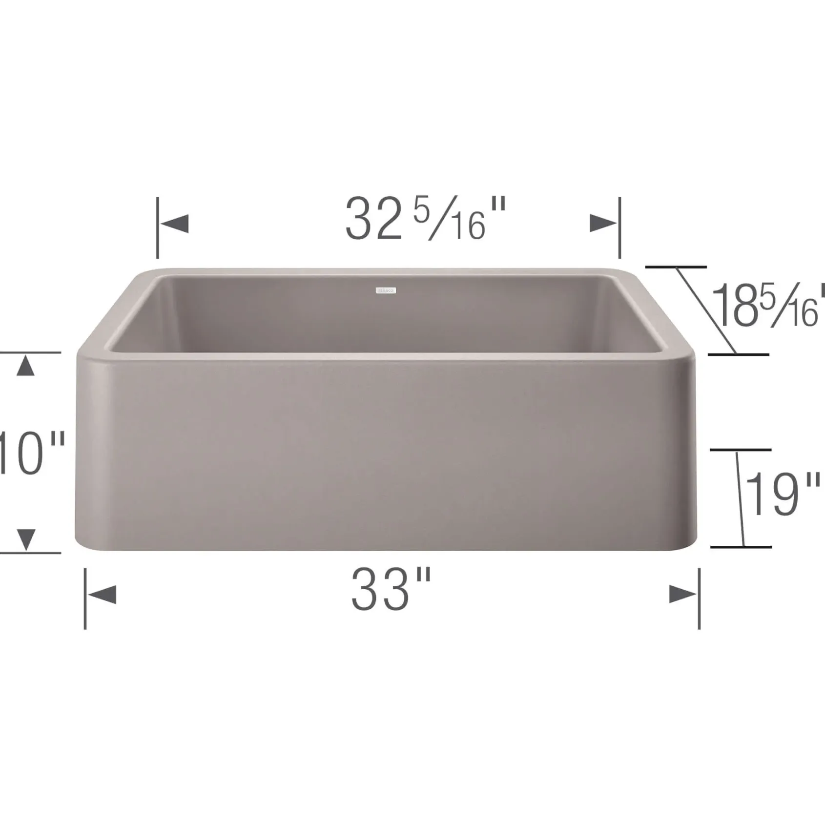 Blanco Ikon 33" Granite Composite Farmhouse Sink, Silgranit, Concrete Gray, 402320