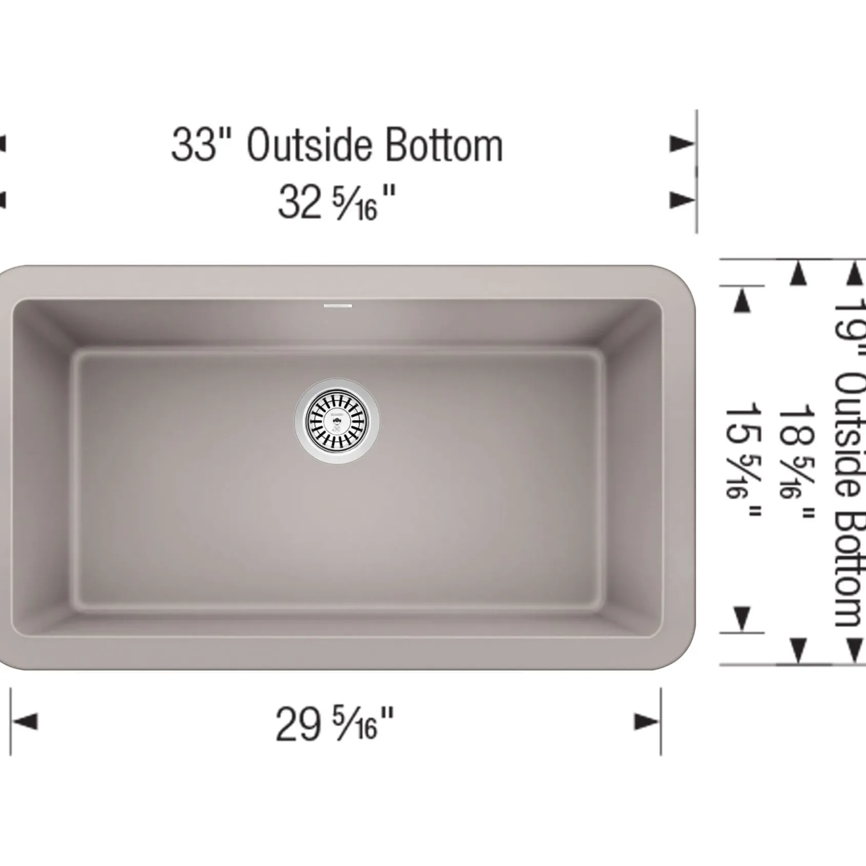 Blanco Ikon 33" Granite Composite Farmhouse Sink, Silgranit, Concrete Gray, 402320