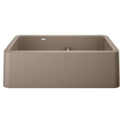 Blanco Ikon 33" Granite Composite Farmhouse Sink, Silgranit, 60/40 Double Bowl, Truffle, 402329