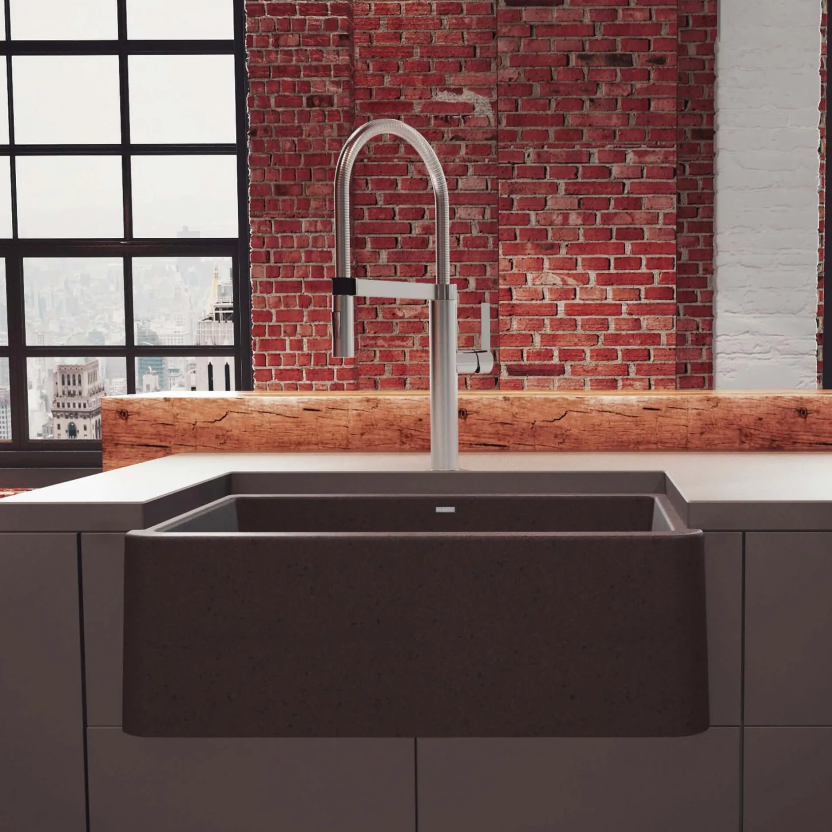 Blanco Ikon 30" Granite Composite Farmhouse Sink, Silgranit, Cafe, 401733