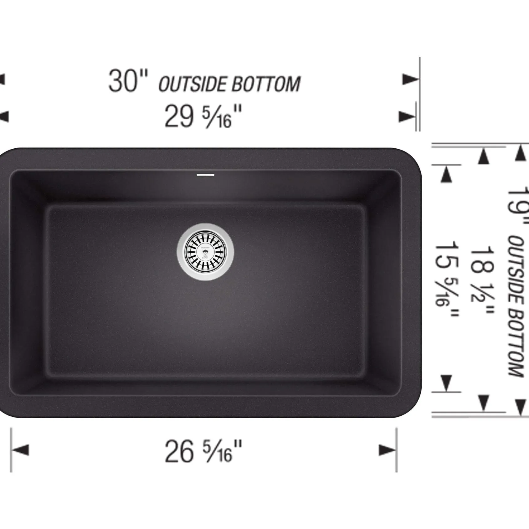 Blanco Ikon 30" Granite Composite Farmhouse Sink, Silgranit, Anthracite, 401732