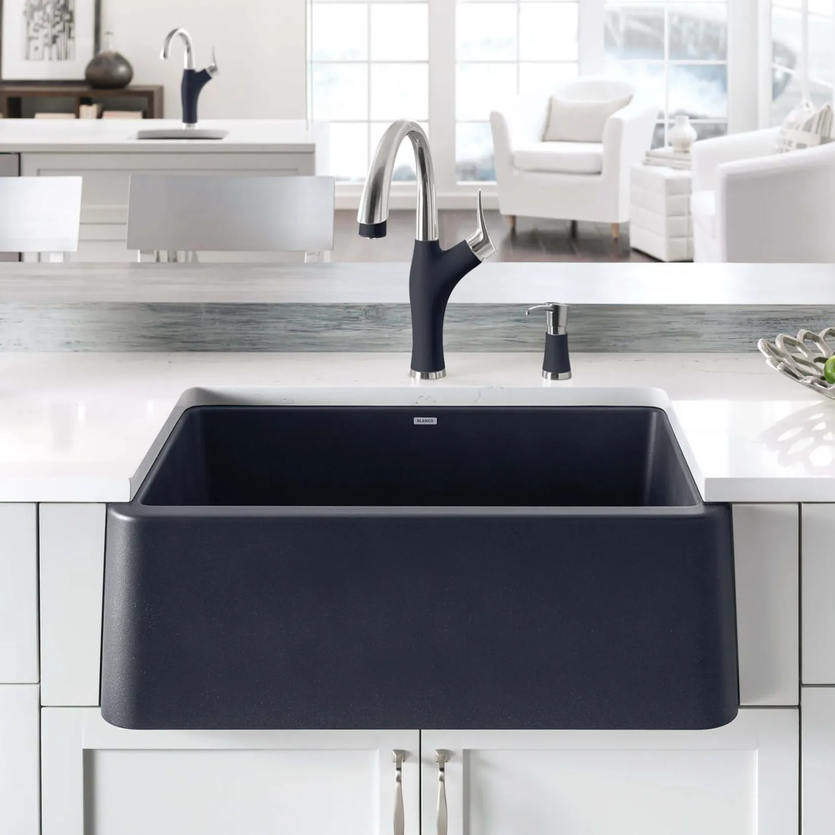 Blanco Ikon 30" Granite Composite Farmhouse Sink, Silgranit, Anthracite, 401732