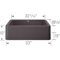 Blanco Ikon 33" Granite Composite Farmhouse Sink, Silgranit, Cinder, 401985