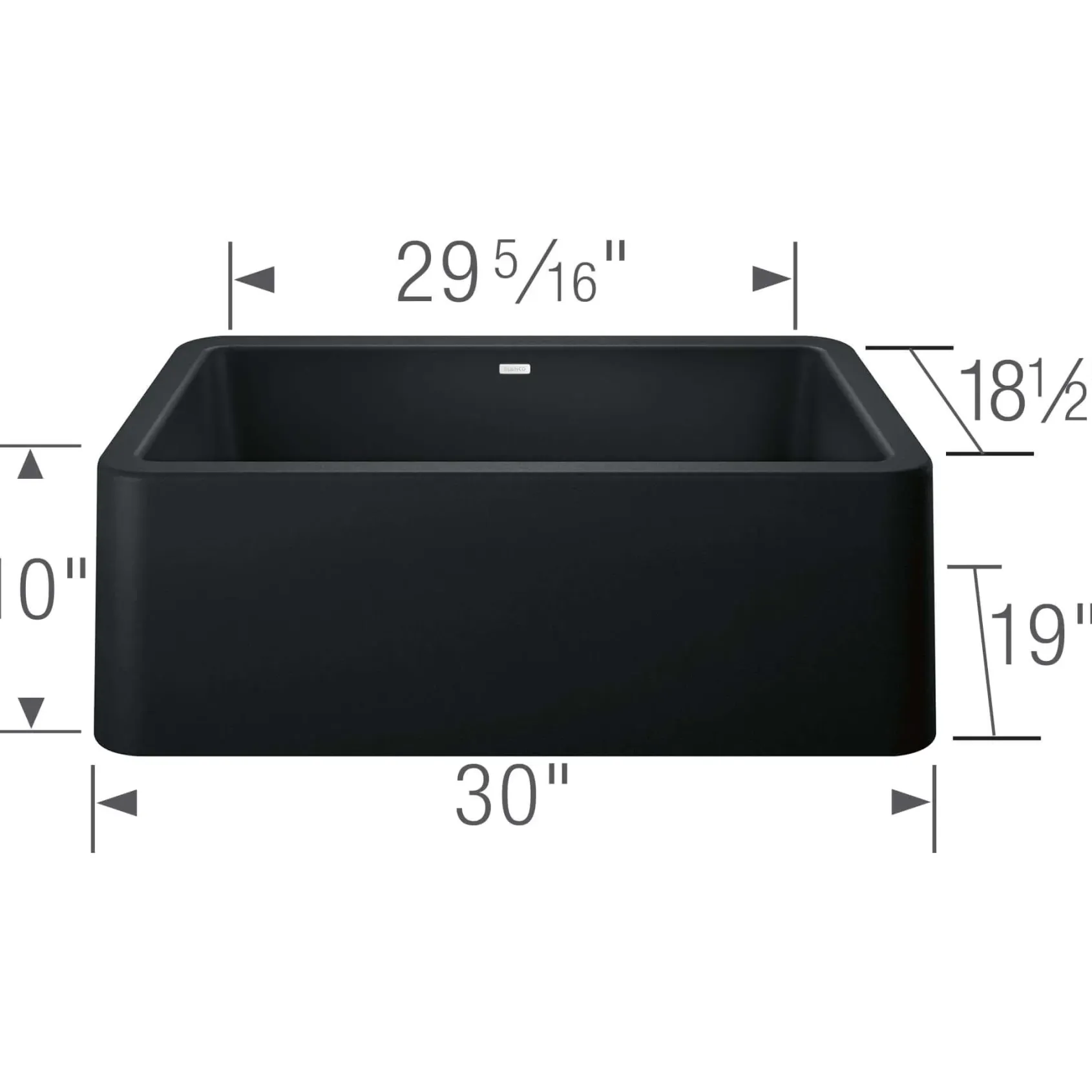 Blanco Ikon 30" Granite Composite Farmhouse Sink, Silgranit, Coal Black, 402576