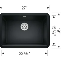 Blanco Ikon 27" Granite Composite Farmhouse Sink, Silgranit, Coal Black, 402531