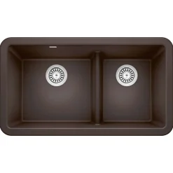 Blanco Ikon 33" Granite Composite Farmhouse Sink, Silgranit, 60/40 Double Bowl, Cafe, 402323