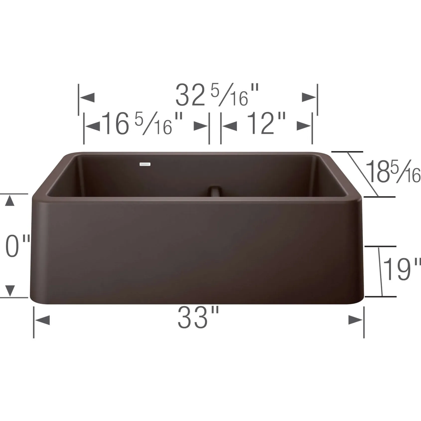 Blanco Ikon 33" Granite Composite Farmhouse Sink, Silgranit, 60/40 Double Bowl, Cafe, 402323