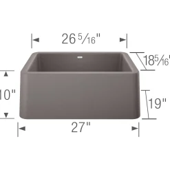 Blanco Ikon 27" Granite Composite Farmhouse Sink, Silgranit, Metallic Gray, 402314