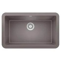 Blanco Ikon 30" Granite Composite Farmhouse Sink, Silgranit, Metallic Gray, 401778