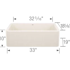 Blanco Ikon 33" Silgranit Farmhouse Sink, Soft White, No Faucet Hole, 443077