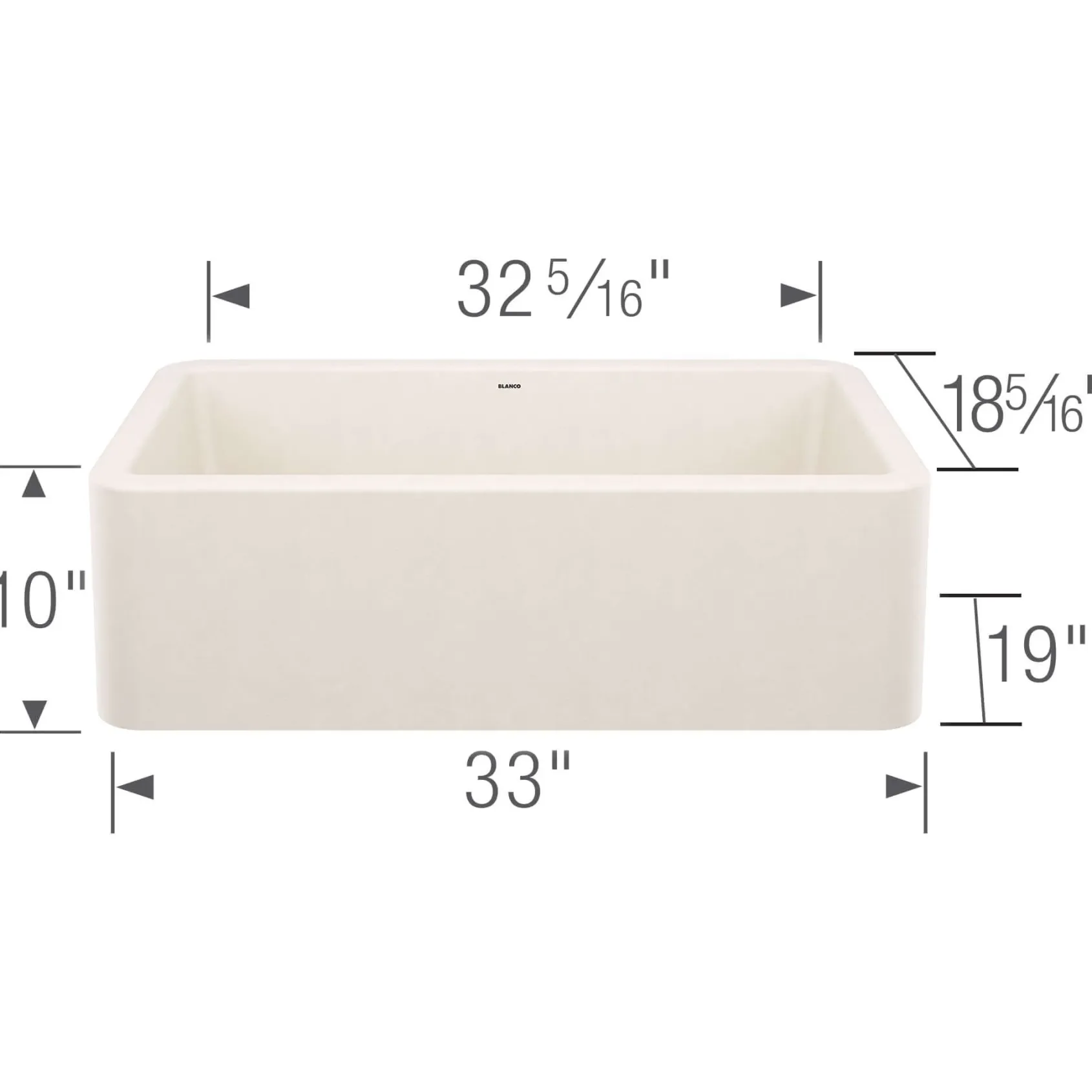 Blanco Ikon 33" Silgranit Farmhouse Sink, Soft White, No Faucet Hole, 443077