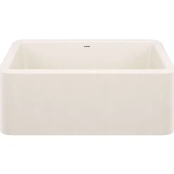 Blanco Ikon 27" Silgranit Farmhouse Sink, Soft White, No Faucet Hole, 443075