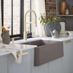 Blanco Ikon 30" Silgranit Farmhouse Sink, Volcano Gray, No Faucet Hole, 443113