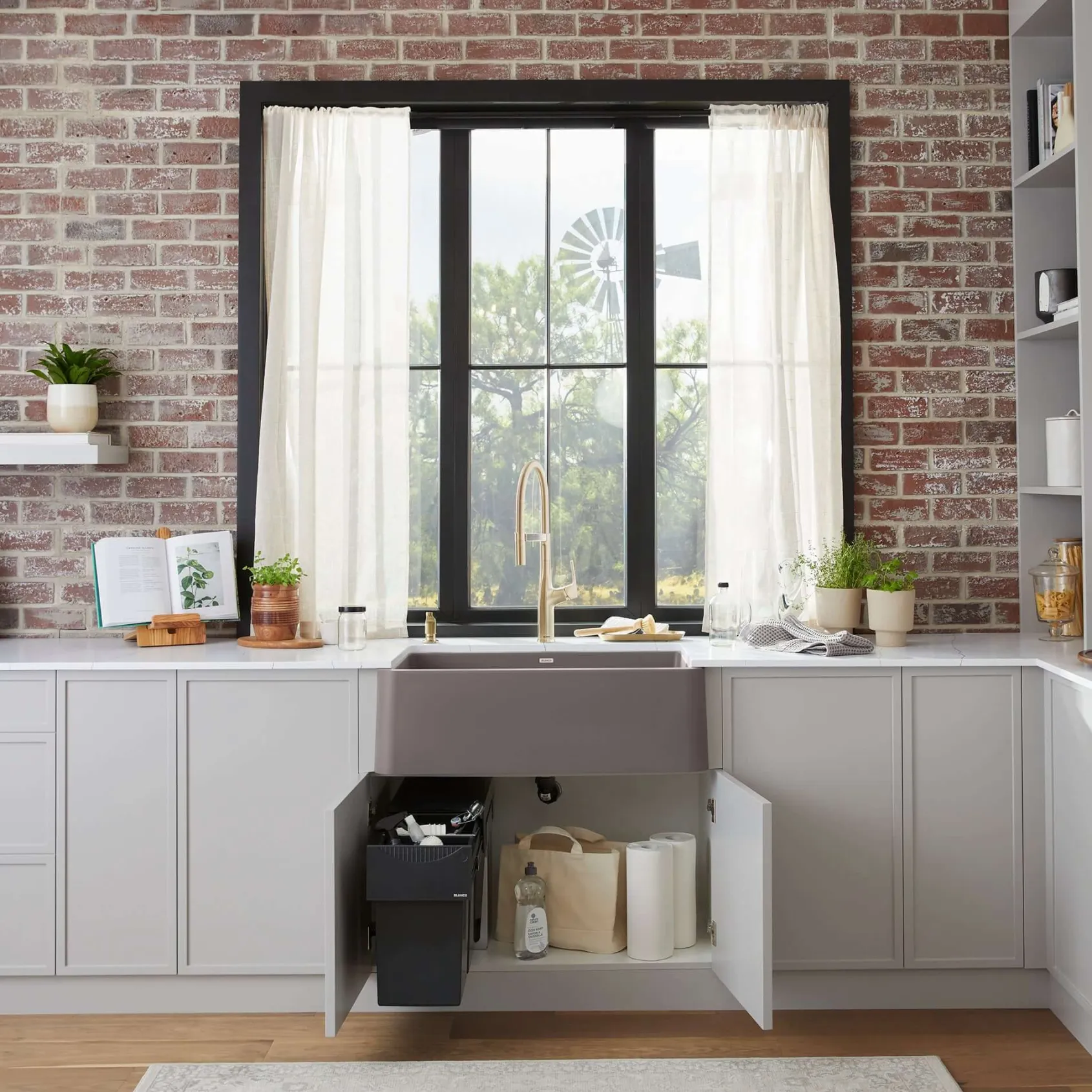 Blanco Ikon 30" Silgranit Farmhouse Sink, Volcano Gray, No Faucet Hole, 443113