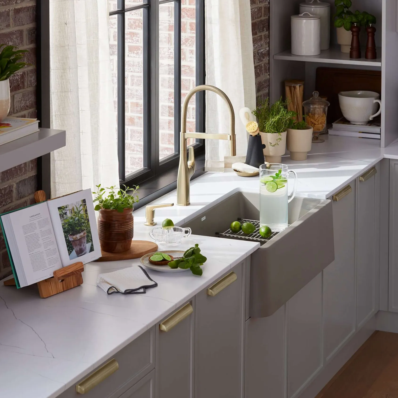 Blanco Ikon 30" Silgranit Farmhouse Sink, Volcano Gray, No Faucet Hole, 443113
