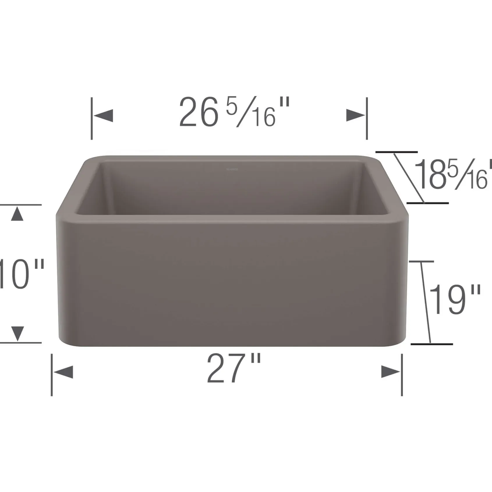 Blanco Ikon 27" Silgranit Farmhouse Sink, Volcano Gray, No Faucet Hole, 443112