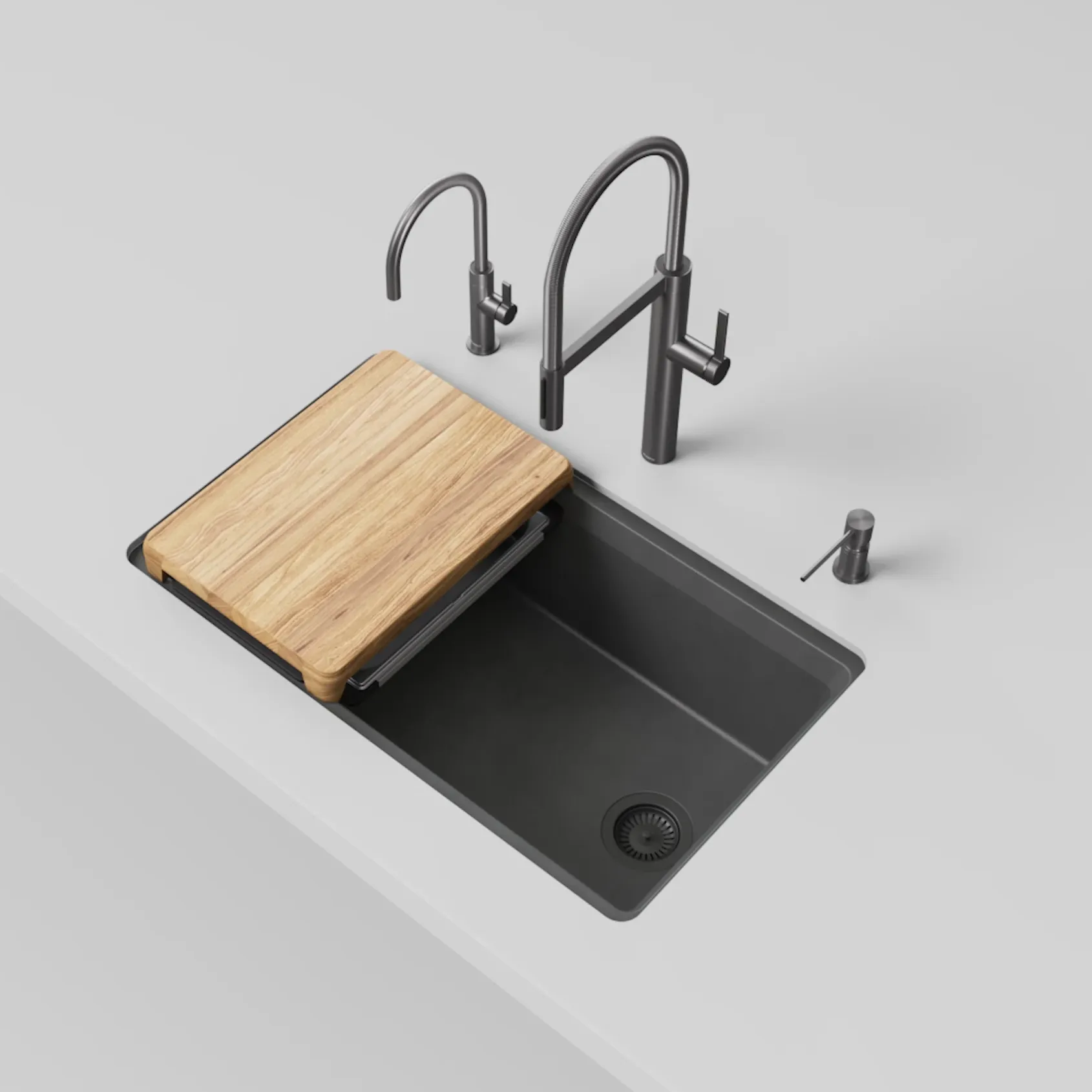Blanco Inteos 33" Undermount Silgranit Workstation Kitchen Sink, Anthracite, No Faucet Hole, 443312