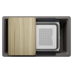 Blanco Inteos 33" Undermount Silgranit Workstation Kitchen Sink, Volcano Gray, No Faucet Hole, 443317