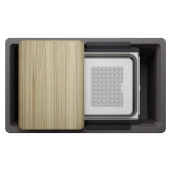 Blanco Inteos 33" Undermount Silgranit Workstation Kitchen Sink, Cinder, No Faucet Hole, 443313