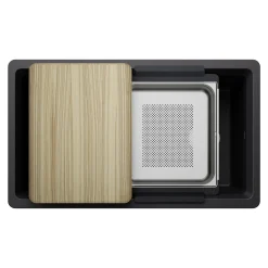Blanco Inteos 33" Undermount Silgranit Workstation Kitchen Sink, Coal Black, No Faucet Hole, 443311