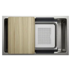 Blanco Inteos 33" Undermount Stainless Steel Workstation Kitchen Sink, Satin Polish, 18 Gauge, No Faucet Hole, 443300