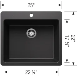 Blanco Liven 25" Dual Mount Silgranit Kitchen Sink, Anthracite, 1 Faucet Hole, 443219