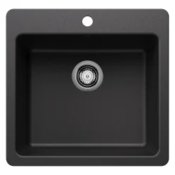 Blanco Liven 21" Dual Mount Silgranit Kitchen Sink, Anthracite, 1 Faucet Hole, 443227