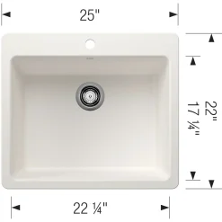 Blanco Liven 25" Dual Mount Silgranit Kitchen Sink, White, 1 Faucet Hole, 443221