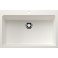 Blanco Liven 33" Dual Mount Silgranit Kitchen Sink, White, 1 Faucet Hole, 443197
