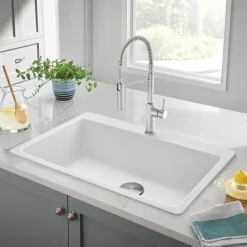 Blanco Liven 33" Dual Mount Silgranit Kitchen Sink, White, 1 Faucet Hole, 443197