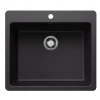 Blanco Liven 25" Dual Mount Silgranit Kitchen Sink, Coal Black, 1 Faucet Hole, 443218