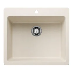 Blanco Liven 25" Dual Mount Silgranit Kitchen Sink, Soft White, 1 Faucet Hole, 443225