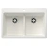Blanco Liven 33" Dual Mount Silgranit Kitchen Sink, 50/50 Double Bowl, White, 1 Faucet Hole, 443205