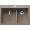 Blanco Liven 33" Dual Mount Silgranit Kitchen Sink, 60/40 Double Bowl, Truffle, 1 Faucet Hole, 443214