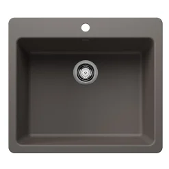 Blanco Liven 25" Dual Mount Silgranit Kitchen Sink, Volcano Gray, 1 Faucet Hole, 443224