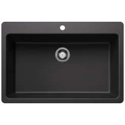 Blanco Liven 33" Dual Mount Silgranit Kitchen Sink, Anthracite, 1 Faucet Hole, 443195