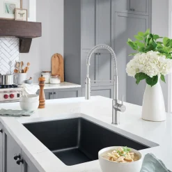 Blanco Liven 33" Dual Mount Silgranit Kitchen Sink, Anthracite, 1 Faucet Hole, 443195