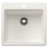 Blanco Liven 21" Dual Mount Silgranit Kitchen Sink, White, 1 Faucet Hole, 443229