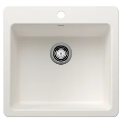 Blanco Liven 21" Dual Mount Silgranit Kitchen Sink, White, 1 Faucet Hole, 443229