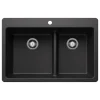Blanco Liven 33" Dual Mount Silgranit Kitchen Sink, 60/40 Double Bowl, Anthracite, 1 Faucet Hole, 443211