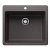 Blanco Liven 25" Dual Mount Silgranit Kitchen Sink, Cinder, 1 Faucet Hole, 443220