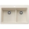 Blanco Liven 33" Dual Mount Silgranit Kitchen Sink, 60/40 Double Bowl, Soft White, 1 Faucet Hole, 443217