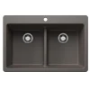Blanco Liven 33" Dual Mount Silgranit Kitchen Sink, 50/50 Double Bowl, Volcano Gray, 1 Faucet Hole, 443208