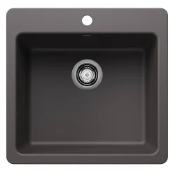 Blanco Liven 21" Dual Mount Silgranit Kitchen Sink, Cinder, 1 Faucet Hole, 443228