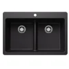 Blanco Liven 33" Dual Mount Silgranit Kitchen Sink, 50/50 Double Bowl, Coal Black, 1 Faucet Hole, 443202