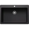 Blanco Liven 33" Dual Mount Silgranit Kitchen Sink, Coal Black, 1 Faucet Hole, 443194
