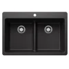 Blanco Liven 33" Dual Mount Silgranit Kitchen Sink, 50/50 Double Bowl, Anthracite, 1 Faucet Hole, 443203