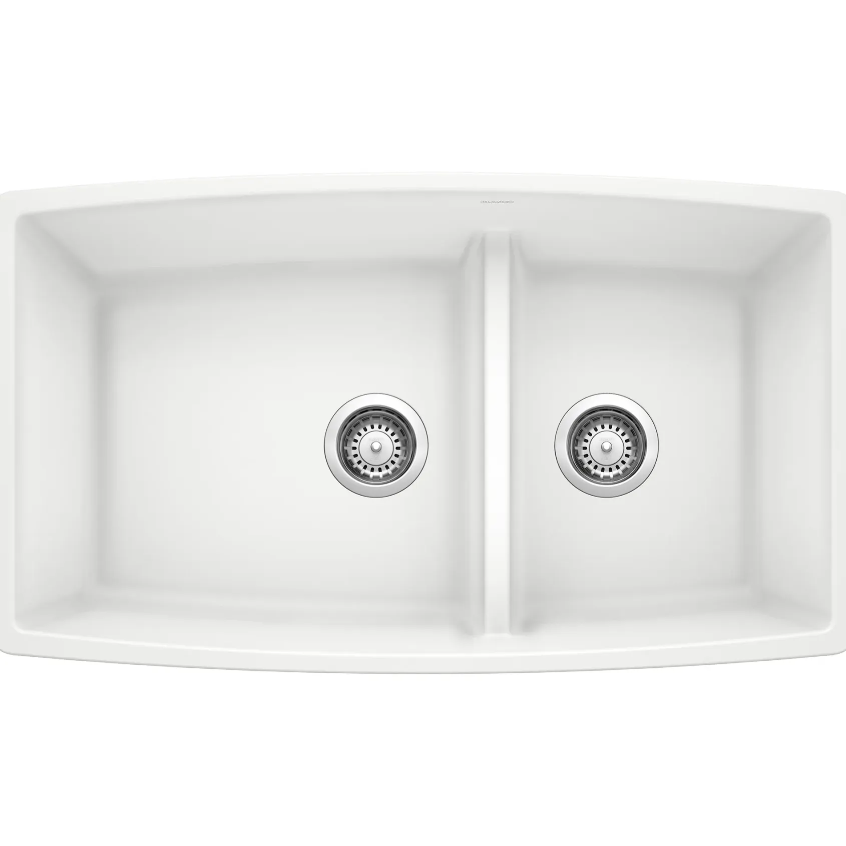 Blanco Performa 33" Undermount Granite Composite Kitchen Sink, Silgranit, 60/40 Double Bowl, White, 441310