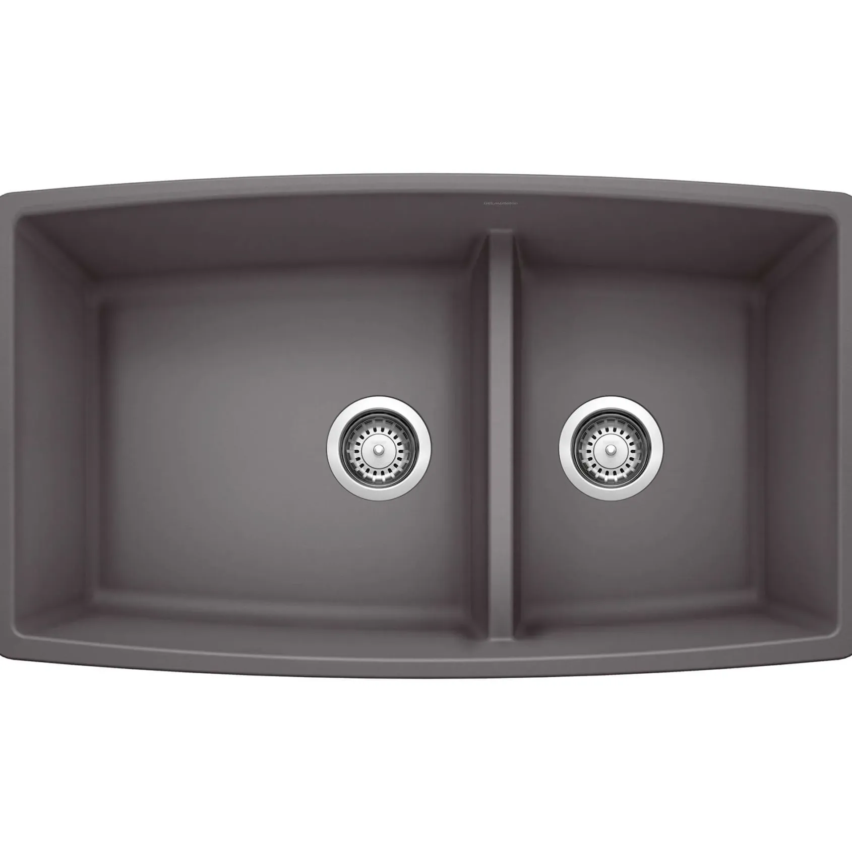 Blanco Performa 33" Undermount Granite Composite Kitchen Sink, Silgranit, 60/40 Double Bowl, Cinder, 441474