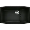 Blanco Performa 32" Undermount Granite Composite Kitchen Sink with Accessories, Silgranit, Coal Black, 442936